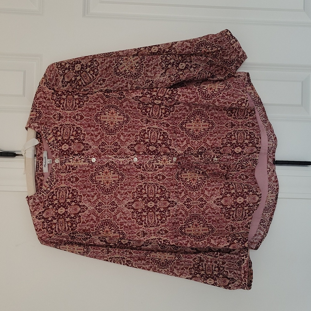 MADEWELL DRAWSTRING TOP IN KALEIDOSCOPE PRINT BLUSH BLOUSE SIZE S - Picture 4 of 14